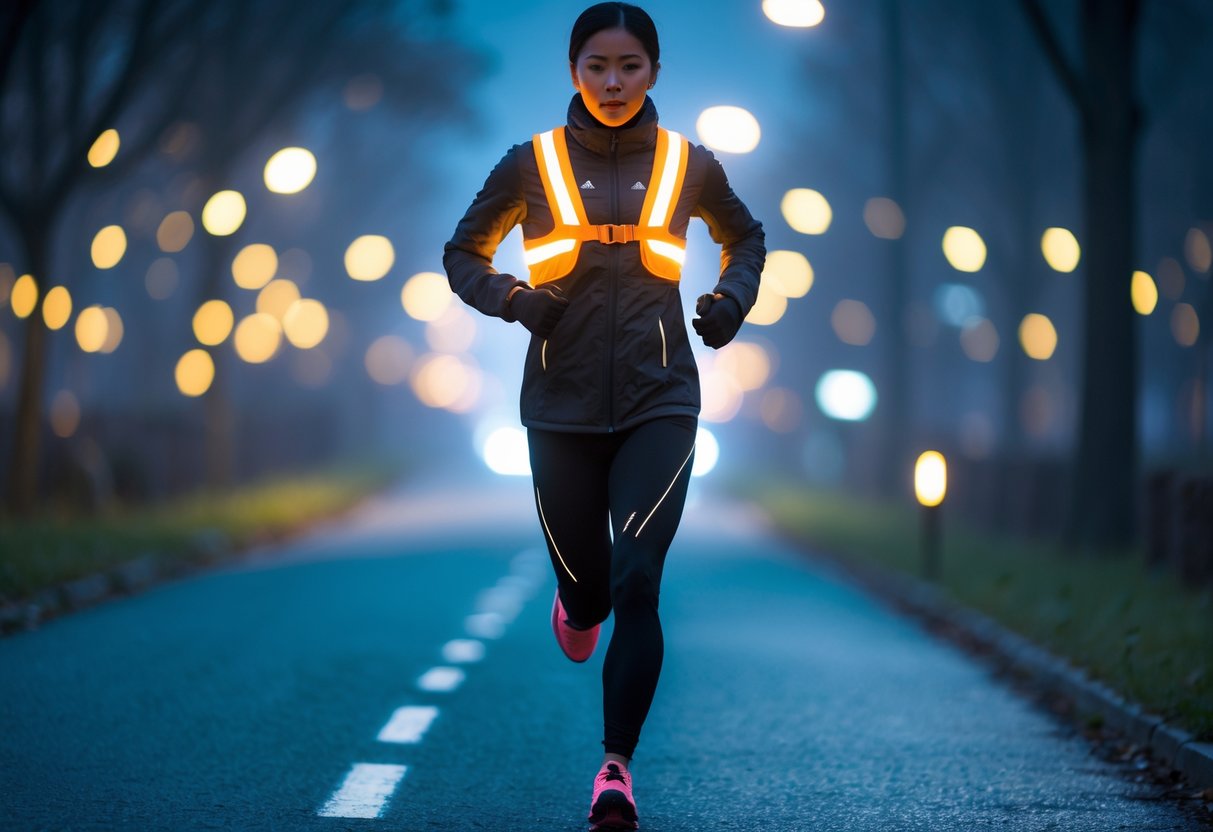 Anskaff dig en løbevest med lys når du løber når det er mørkt